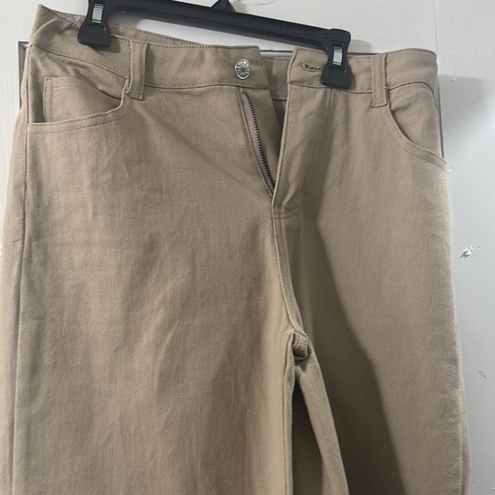 Tan High-Waisted Pants